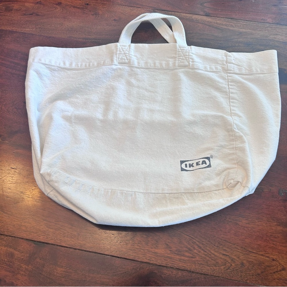 Vintage 100% Cotton IKEA Tote Bag Large Duck Canvas Scandi Reusable Earth